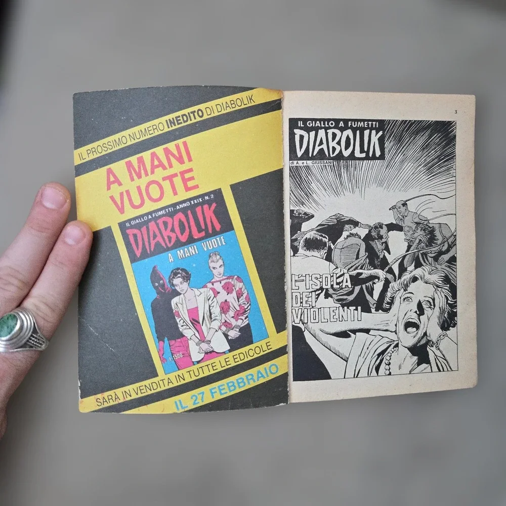 VTG DIABOLIK Comic Book Italian IL‎ GIALLO A FUMETTI L ISOLA DEI VIOLENTI 1990